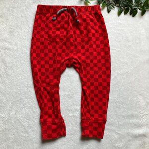 Joe Fresh Baby Toddler Joggers 18-24M Red Checkered Smile Pants